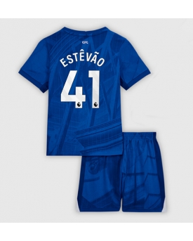 Billige Fotballdrakt Chelsea Estevao Willian #41 Replika Hjemmedraktsett Barn 2025-26 Kortermet (med bukser)